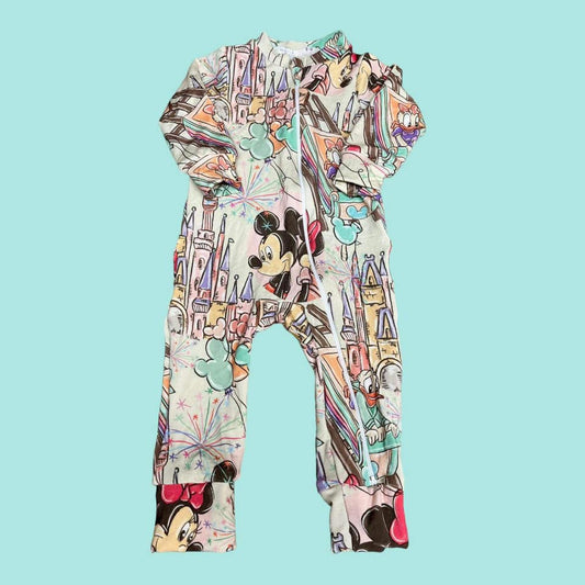 Pink Happiest Place Zippered Romper
